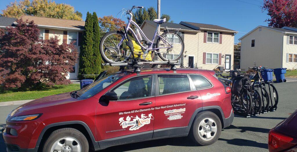 Bikes on a roof rack